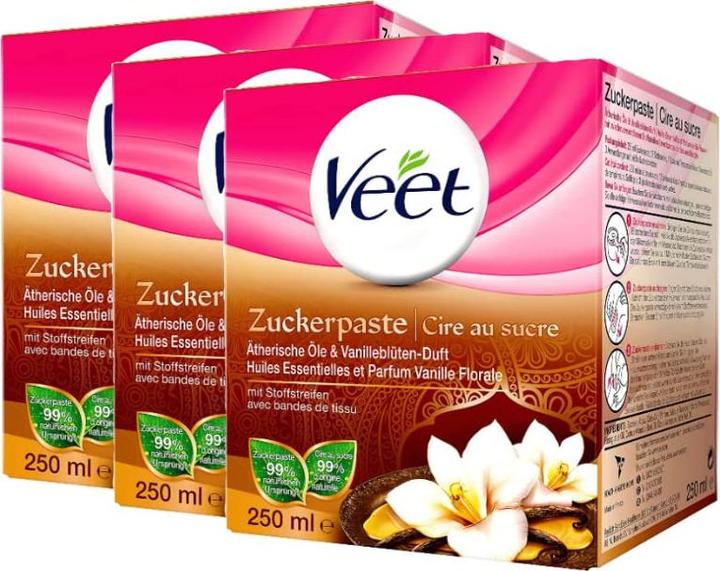 Actual product image Veet 3er Pack Zuckerpaste zur Haarentfernung (750 ml, 3 x)