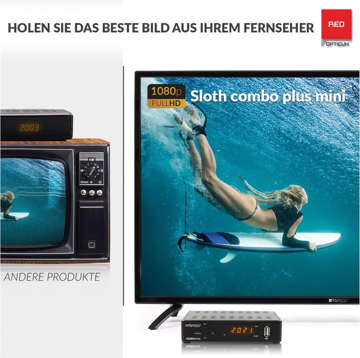 Actual product image Opticum SAT receiver Red Sloth Combo plus mini (DVB-T/T2, CI+ slot)