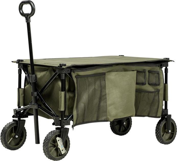 Produktbild Swisshandel24 Bollerwagen Faltbar, Handwagen mit Räder, Bremsen, Tragetasche, 125L Grün