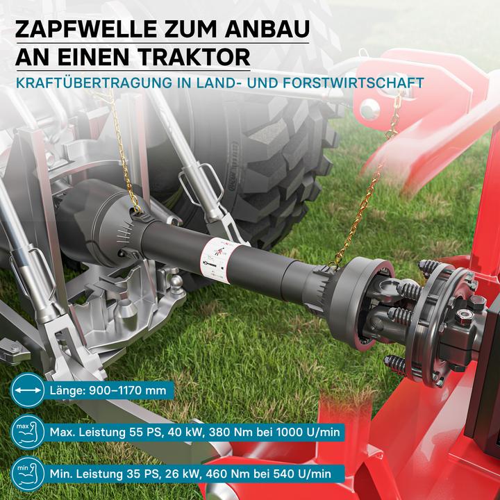 Produktbild Wiltec Zapfwelle T4 Gelenkwelle 900-1170mm 460Nm 540U/min PTO-Shaft 40kW 1 3/8" 6 Zähne (Traktorzubehör)