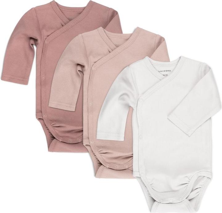La Loona LaLoona Baby-Bodys & Wickelbodys Wickelbody Langarm 3er Pack - Rose -