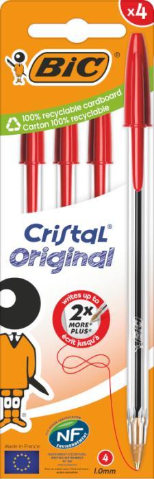 Actual product image Bic Cristal Original biros red (Red, Transparent, 4 x)