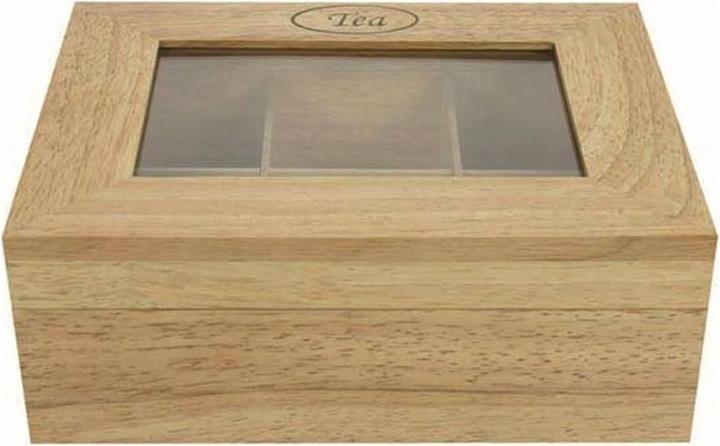 Immagine prodotto Cosy&Trendy Scatola da tè con 6 scomparti, coperchio in vetro, legno, 23,8x18,8 cm