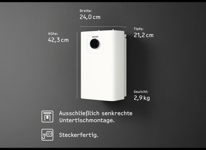 Produktbild Stiebel Eltron SNU 5 Plus, sehr kompakt, antitropf, thermostop, Untertischboiler 5 l Niederdruck mit Stecker, 2 kW