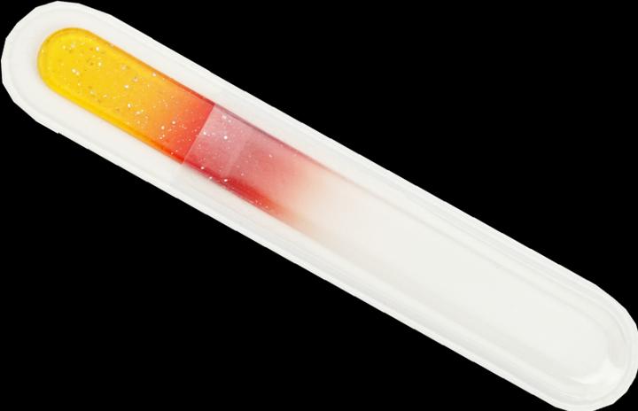 Image du produit Lime en verre - double face, jaune/rouge avec paillettes, ronde des deux côtés, longueur : 9 cm