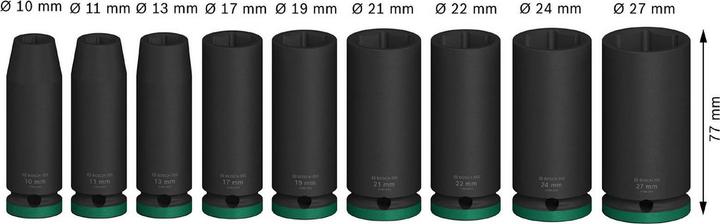 Immagine prodotto Bosch Professional Zubehör Impatto PRO (10 mm, 17 mm, 21 mm, 13 mm, 22 mm, 24 mm, 19 mm, 11 mm, 27 mm)