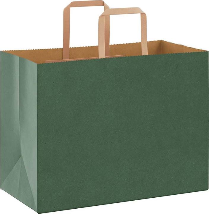 Actual product image VidaXL Kraft paper bags 250 pcs. with handle green 32x17x25 cm paper bag (Gift bag, 250 x)