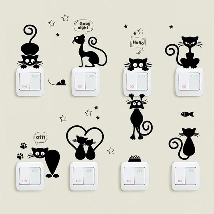 Actual product image Cbx Beautiful Cartoon Cats Wall Sticker