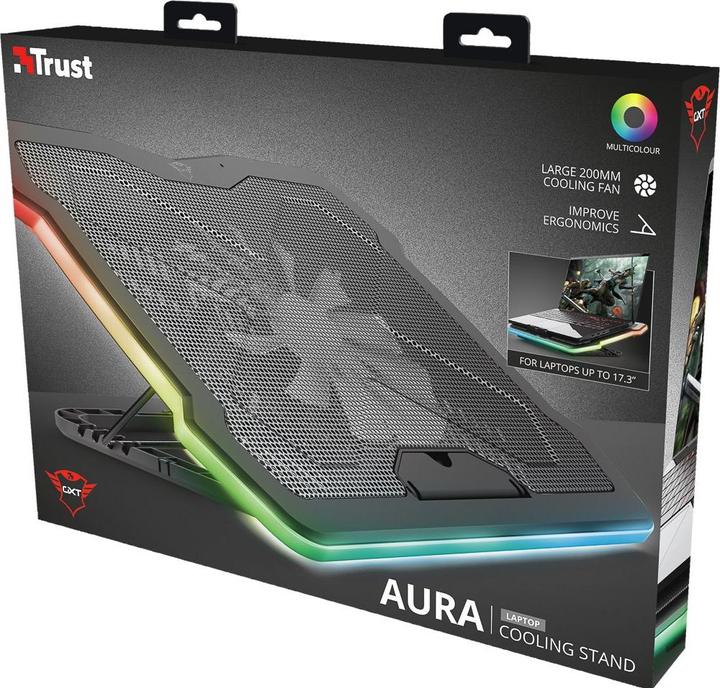 Actual product image Trust GXT 1126 AURA Multicolour-Illuminated Laptop Cooling Stand