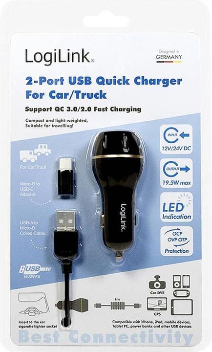 Actual product image LogiLink USB car power supply