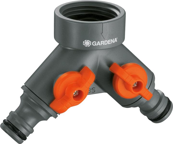 Gardena Zwei-Wege-Ventil (2 Wege Verteiler, Hahnanschluss, Multikupplung, 33.30 mm)
