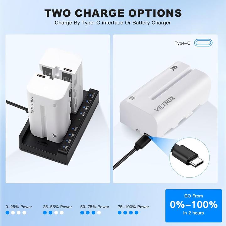 Image du produit Viltrox NP F550 Battery 2200mah avec port de chargement USB C (Batterie)