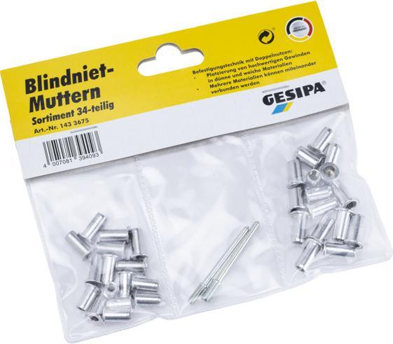 Produktbild Gesipa Blindnietmuttern M4/M5,34tlg