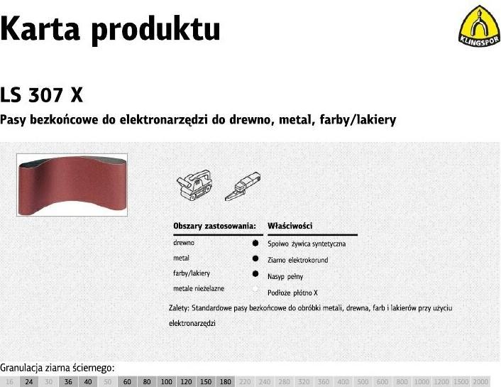 Immagine prodotto Klingspor 10 nastri abrasivi 75 x 533 mm (7,6 x 53,3 cm) LS307 X///Grana 100// (100)