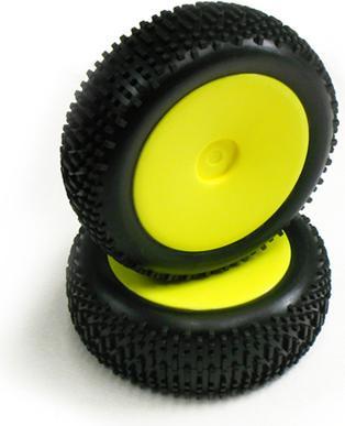Actual product image Carisma GT14B Neon Yellow Standard Pre-Glued Front Tire 14676