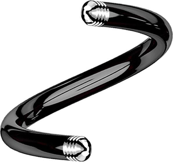 Star Piercing Micro Spiralen-Stab schwarz (ohne Messing, Titan G23)