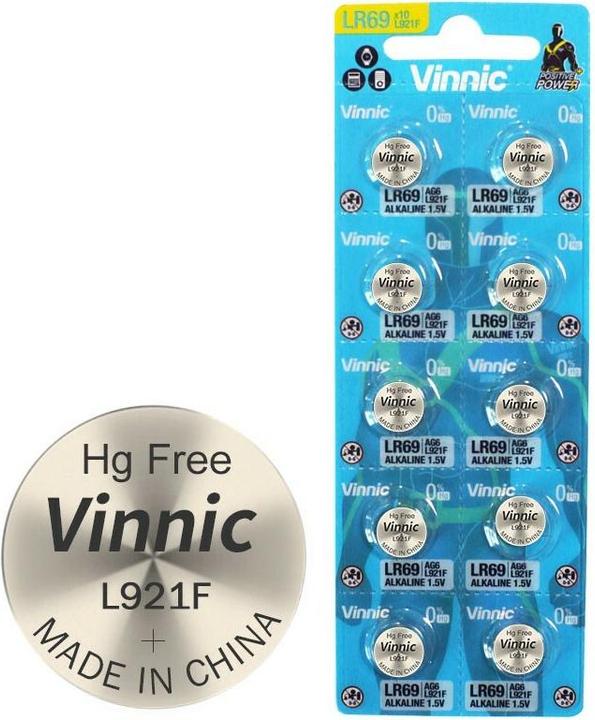 Image du produit Vinnic Pack de 10 piles AG6, LR921, LR69, V371, SR69, L912 F, L912F (10 pcs, SR69, 29 mAh)