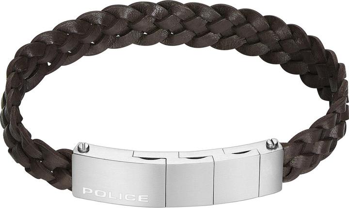 Actual product image Police Indy II Brown Bracelet (21 cm, Stainless steel, Leather)