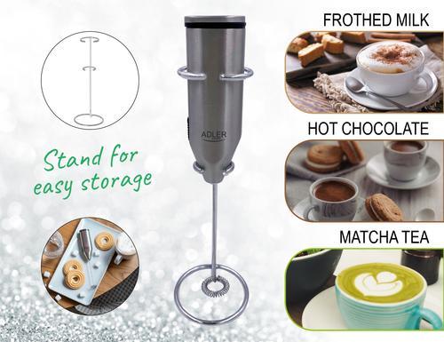 Actual product image Adler AD 4500 milk frother Handheld milk frother Stainless steel
