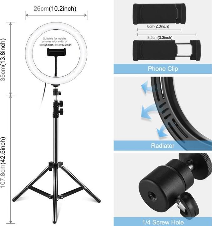Produktbild Puluz PKT3035 Selfie Videoleuchte 26cm (Ringleuchte)