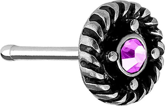 Immagine prodotto Star Piercing Nasenstecker gerade silber Tribal Rundgeflecht mit Kristall pink (Ottone, Acciaio chirurgico 316L)