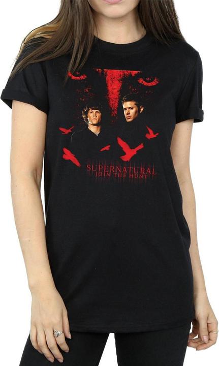 Actual product image Supernatural Womens/Ladies Crow Eyes Cotton Boyfriend T-Shirt (3XL)