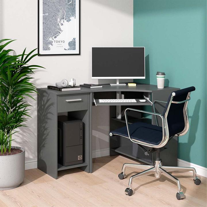 Actual product image Vicco Odin corner desk, anthracite, 83 x 76 cm Set with PC cabinet
