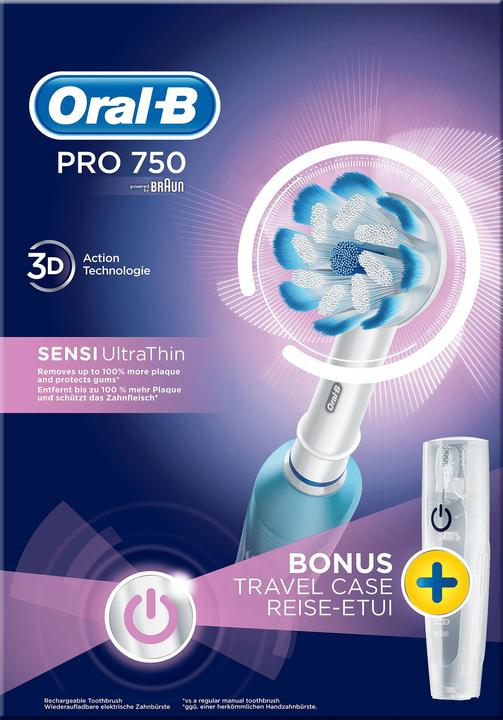 Image du produit Oral-B Pro 1 - 750- Brosse à dents électrique + étui de voyage en prime (Brosse à dents oscillo-rotative)