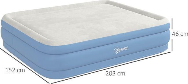 Image du produit Swisshandel24 Matelas de camping pour 2 personnes, gonflable, pompe intégrée, sac de transport, 203x152x46cm (152x203)