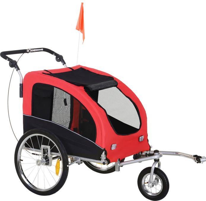 Actual product image Swisshandel24 Dog trailer jogger bike trailer dogs dog bike trailer red+black 155 x 83 x 108 cm