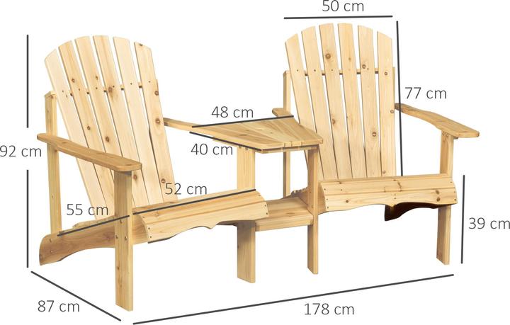Produktbild Outsunny Gartenbank mit Tisch und Schirmloch