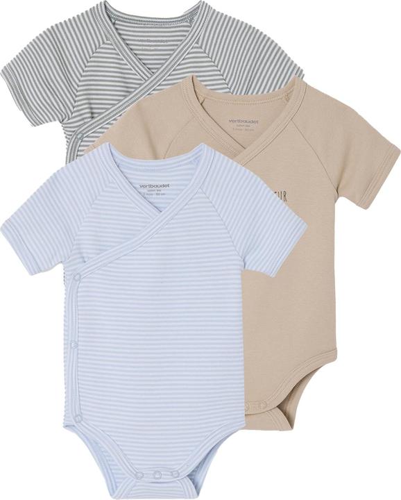 Vertbaudet Bio-Kollektion: 3er-Pack Baby Kurzarm-Bodys in Wickelform PETIT COEUR