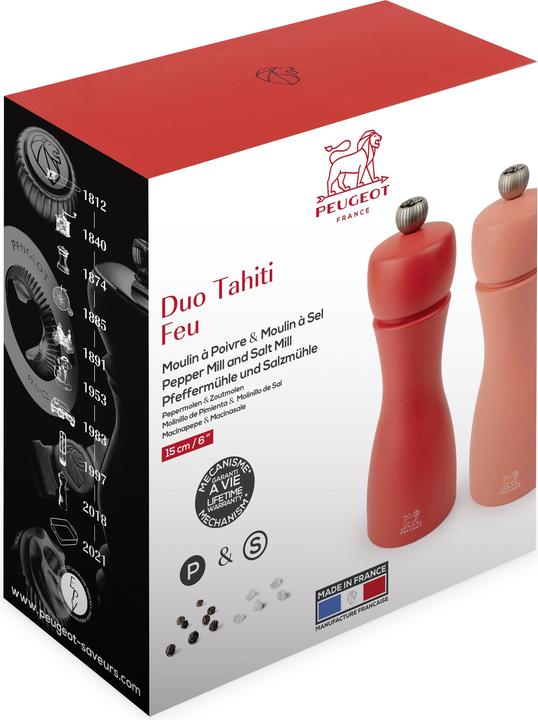 Actual product image Peugeot Pepper Mill Salt Mill TAHITI Duo Set 15 cm ELEMENTS FIRE (Pepper, Salt)
