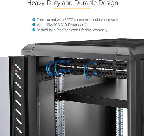 Produktbild StarTech 1 HE verstellbarer Schwerlast Fachboden für Server Rack/ Schrank bis 80 Kg - Fachboden für Server...