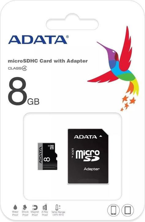 Produktbild Adata microSDHC Card 8GB,, Class 4 (8 GB, microSDHC)
