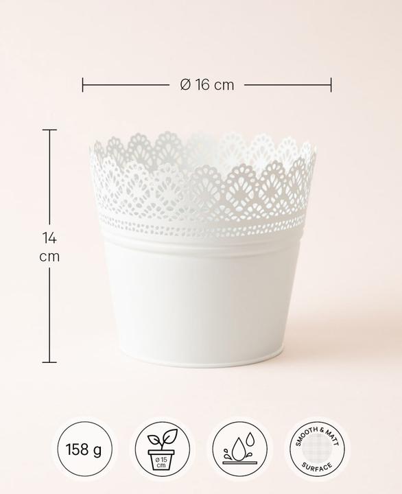 Immagine prodotto Esmée Vaso di fiori, fioriera con pizzo, lamiera (16 cm)