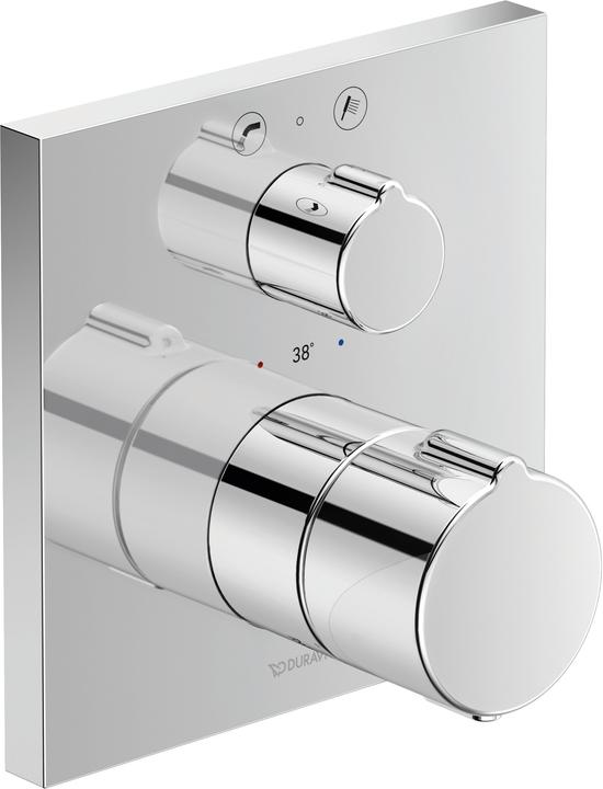 Image du produit Duravit Thermostat de baignoire C.1 UP avec robinet d'arrêt/inverseur carré chromé