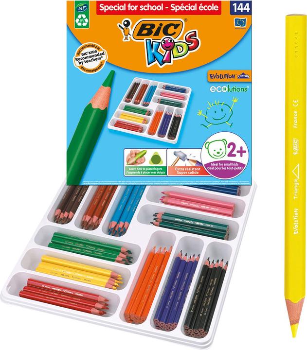 Actual product image Bic KIDS Triangular Crayons Evolution Triangle, pack of 144 (Assorted colours, 144 x)