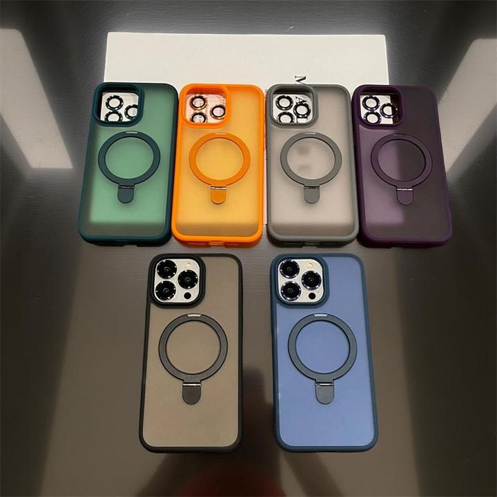 Produktbild RPD Apple iPhone 16 Pro Max - MagSafe Stand Etui mit Kameraschutz, grau, matt (Apple iPhone 16 Pro Max)