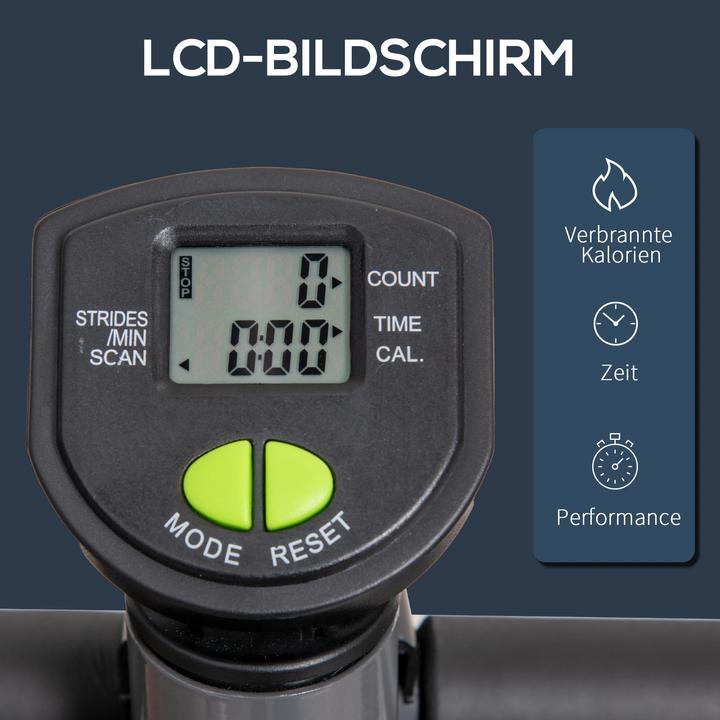 Produktbild Swisshandel24 Hometrainer Stepper Fitness Swing Stepper mit LCD-Schirm und Handgriff bis 100 kg Stahl ABS Grau+Grü