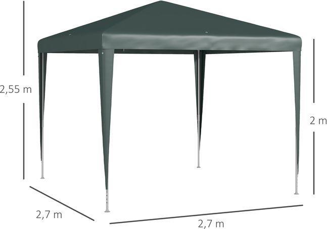 Produktbild Swisshandel24 Pavillon 2,7x2,7 m Partyzelt Gartenpavillon Gartenzelt Festzelt Stahl, Dunkelgrün (270 cm, 270 cm)