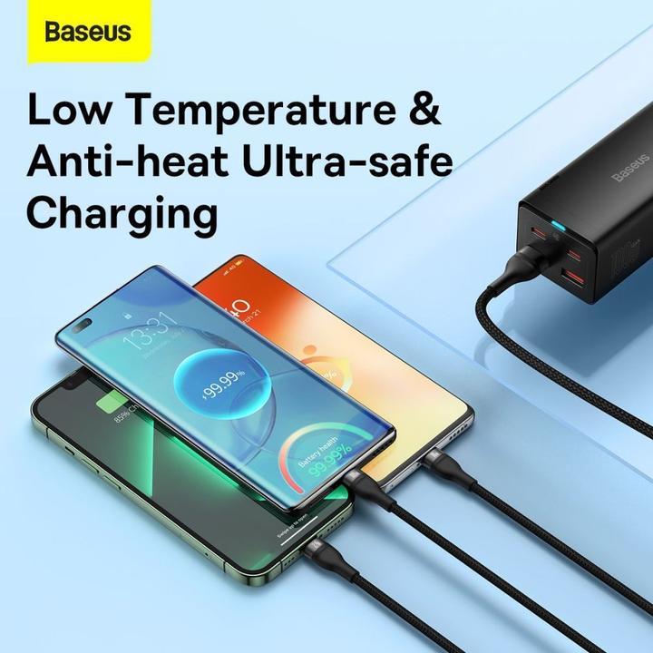 Actual product image Baseus 3in1 USB cable Flash Series, USB-C + micro USB + Lightning, 100W, 1.2m (black) (1.20 m, USB 3.2 Gen 1)