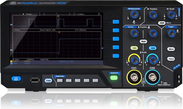 Produktbild Peaktech P 1402 Digital Speicher Oszilloskop (CAT II 400V)