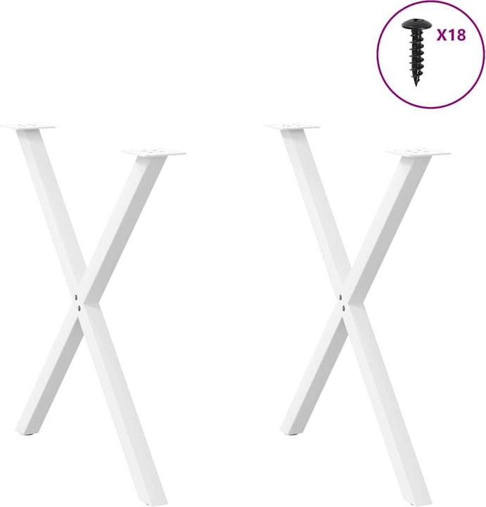Actual product image VidaXL Dining table legs X-shape 2 pcs. White 70x(72-73) cm steel table leg