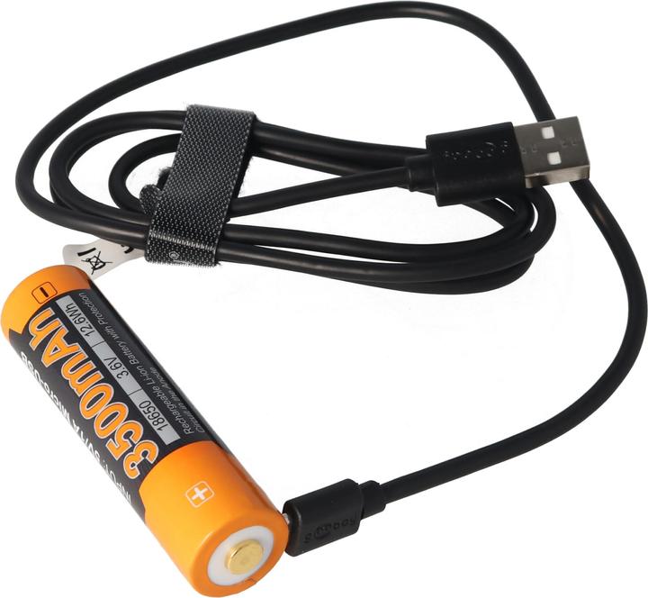 Actual product image Fenix 18650 battery protected with USB charging function, with AccuSafe