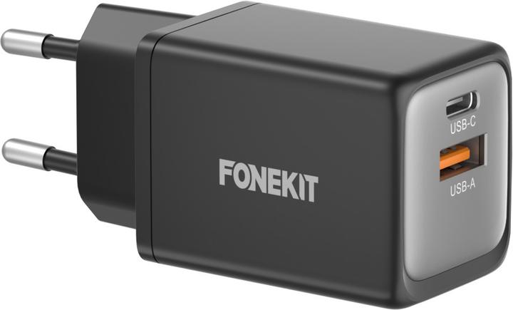 FoneKit 48W GaN PD Power Adapter, USB-C + USB-A, black (48 W)