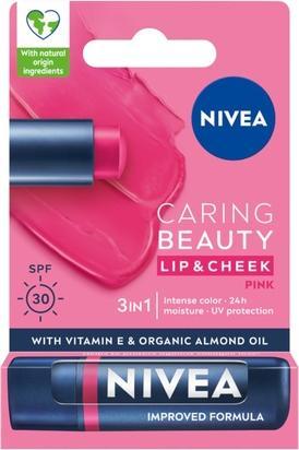 NIVEA Caring Beauty 3 In 1 Pflegender Lippenbalsam Rosa - 48g