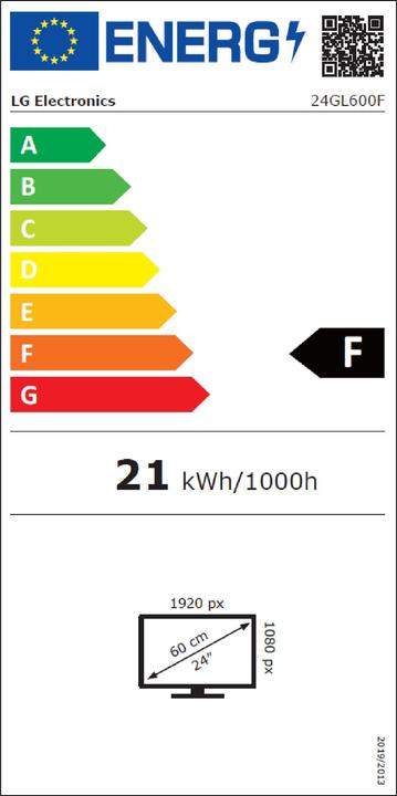 Label énergétique LG UltraGear 24GL600F-B (1920 x 1080 pixels, 24")