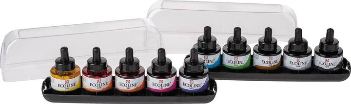 Actual product image Talens Ecoline set (Lemon, Magenta, Sky blue, Green, Black, Grey, Bright orange, Vermilion, Sepia, Ultramarine violet, 300 ml)