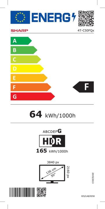 Energy Label Sharp 50FQ5EG (50", QLED, 4K, 2023)